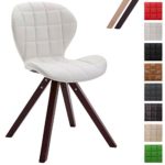 CLP Design Retro-Stuhl ALYSSA, Bein-Form square, Kunstleder-Sitz gepolstert, Lounge-Sessel, Buchenholz-Gestell, Weiß, Gestellfarbe: Cappuccino