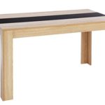 Cavadore Tisch Nico / Moderner Esstisch mit Melaminplatte in Schwarz-Weiß / Melamin Sonoma Eiche / Hellbraun / 140 x 80 x 75 cm (L x B x H)