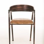 CLP Industrial Design-Stuhl BELVEDERE, gepolstert, mit Lehne, mit Armlehne, 4 Beine, Material Holz Metall, Sitzhöhe 48 cm Bronze