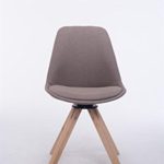 CLP Design Retro-Stuhl TROYES SQUARE, Stoff-Sitz gepolstert, drehbar taupe, Holzgestell Farbe natura, Bein-Form eckig