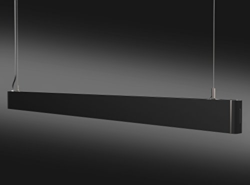 KJLARS LED 36W Schwarz Pendelleuchte Büroleuchte Deckenleuchte Hängeleuchte Büro Hängelampe höhenverstellbar Pendellänge maximum 150cm, 1200*30*80mm, für hängeleuchte esstisch Arbeitszimmer Wohnzimmer Pendellampe (BLACK-36W)