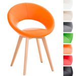 CLP Design Polsterstuhl TIMM mit Kunstlederbezug, Besucherstuhl mit Vierfußgestell, Esszimmerstuhl mit komfortabler Polsterung Orange