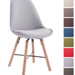 CLP Design Retro Stuhl LAFFONT, Sitz-Bezug Stoff Grau, Holzgestell Farbe natura