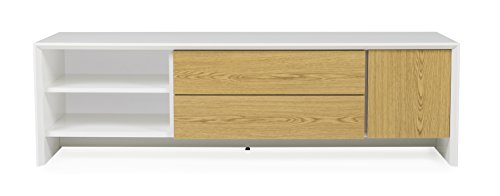 Tenzo 5944-450 Profil Melamin Designer TV-Bank, Holz, weiß / eiche melamin, 47 x 150 x 44 cm