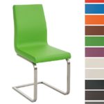 CLP Esszimmer-Stuhl BELFORT, Freischwinger-Stuhl mit Edelstahl-Gestell, Kunstleder-Sitz, bis zu 11 Farben Grün