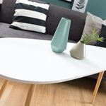Retro Couchtisch STOCKHOLM 115cm weiß Pinie nierenförmig Beistelltisch Holztisch Tisch