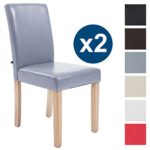 CLP 2x Esszimmer-Stuhl INA, Holzgestell natura, Bezug Kunstleder, Sitzhöhe 47 cm Grau