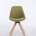 CLP Design Retro-Stuhl TROYES SQUARE, Stoff-Sitz gepolstert, drehbar Grün, Holzgestell Farbe natura, Bein-Form eckig
