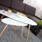 Retro Couchtisch SCANDINAVIA MEISTERSTÜCK 115cm weiß Buche nierenförmig Beistelltisch Holztisch Tisch