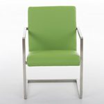 CLP Design Edelstahl Freischwinger-Stuhl JAVA V2, Besucherstuhl mit Armlehne, Konferenzstuhl gepolstert, Kunstleder-Bezug in verschiedenen Farben Grün