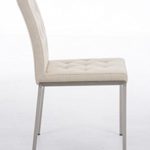 CLP Edelstahl Esszimmer-Stuhl CHARLY mit Stoffsitz, modernes & schlichtes Design, Sitzhöhe 48 cm, bis zu 7 Farben wählbar Creme