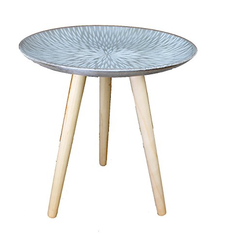 Design Retro Beistelltische 40 cm Holz Weiß Kaffeetisch Couchtisch Nachttisch (Design13-10Platte grau)