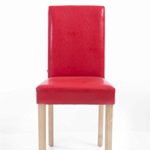 CLP 6 x Esszimmer-Stuhl INA, Holzgestell natura, Gastro-Stuhl Kunstleder Bezug, Sitzhöhe 47 cm Rot