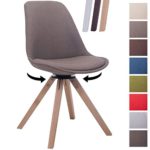 CLP Design Retro-Stuhl TROYES SQUARE, Stoff-Sitz gepolstert, drehbar taupe, Holzgestell Farbe natura, Bein-Form eckig