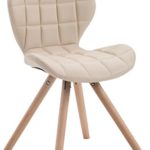 CLP Design Retro-Stuhl ALYSSA, Bein-Form rund, Kunstleder-Sitz gepolstert, Lounge-Sessel, Buchenholz-Gestell, Creme, Gestellfarbe: Natura