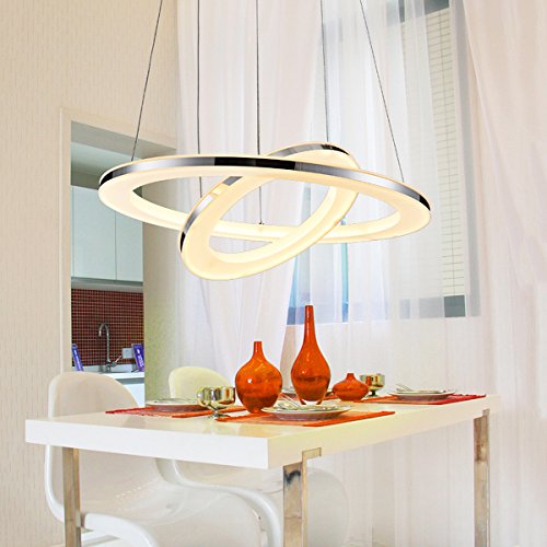 KJLARS Pendelleuchte LED Acryl-Anhänger Edelstahl Hängelampe Höhenverstellbar Küchen Deckenleuchte Modern Wohnzimmer Pendellampe (Warm weiß)
