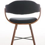 CLP Retro Esszimmer-Stuhl BARRIE V2 Stoff, Holzgestell walnuss, Gastro-Stuhl mit Armlehne, gepolstert, modern Schwarz
