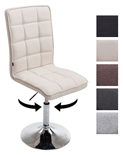 CLP Design Esszimmer-Stuhl PEKING V2 mit Stoff-Bezug, max. belastbar bis 135 kg, gepolstert, Sitz drehbar und höhenverstellbar 41 - 55 cm Creme