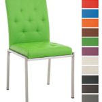 CLP Edelstahl Esszimmer-Stuhl CHARLY, Kunstleder-Bezug, modern, Sitzhöhe 48 cm Grün