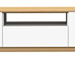 Tenzo 2273-454 Patch Designer TV-Bank, lackiert, Matt, Topplatte furniert, 56 x 179 x 47 cm, weiß / eiche