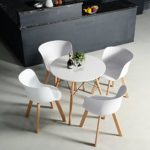 4x Retro Designerstuhl, 4er Esszimmerstühle mit Armlehne , Küchenstuhl mit Lehne Design für Esszimmer/Konferentraum , weiß