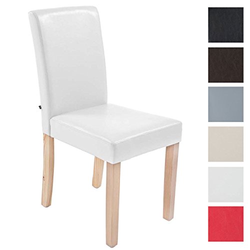 CLP Esszimmer-Stuhl INA, Bezug Kunstleder, Sitzhöhe 47 cm Weiß, Holzfarbe natura