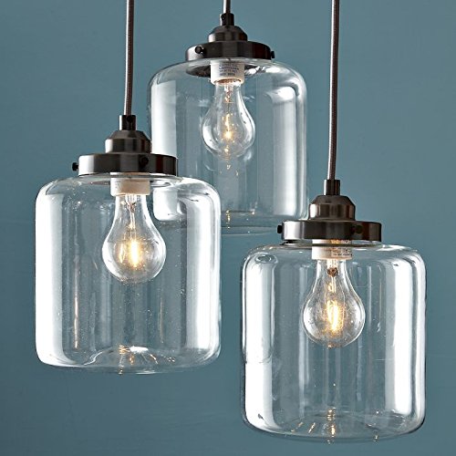 KJLARS Retro Pendelleuchte Vintage Hängeleuchte Glaslampe mit 3 Lichtquelle - Inklusive Glühbirne - Wohnzimmer / Esszimmer/Cáfe/ Restaurant