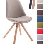 CLP Design Retro-Stuhl TOULOUSE SQUARE, Stoffbezug gepolstert taupe, Holzgestell Farbe natura, Bein-Form eckig