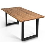TOBAGO Baumkantentisch Esstisch Wildeiche Holztisch Massivholztisch Esszimmertisch Tisch Baumkante Metallfuß schwarz lackiert 160 x 90 cm, 160 x 90 cm