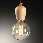KJLARS E27 Lampenfassung Kabel Edison Vintage Retro Holz Pendelleuchte Lampenhalter Hängelampe (Holzfarbe)