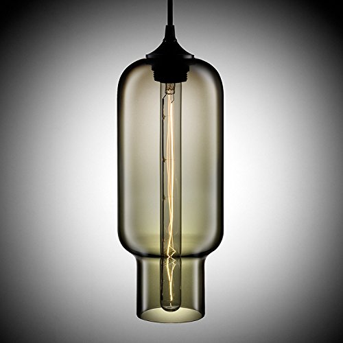 KJLARS Leuchtmittel Glas Pendellampe Hängeleuchte Modern Hängelampe Klassische Pendelleuchte im Essentisch (Grau)