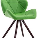 CLP Design Retro-Stuhl TYLER, Bein-Form rund, Kunstleder-Sitz gepolstert, Buchenholz-Gestell, Grün, Gestellfarbe: Cappuccino