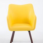 CLP Design Besucher-Stuhl MCCOY V2 mit Kunstlederbezug, max. Belastbarkeit 160 kg, Esszimmerstuhl mit Holzgestell, gepolstert Gelb, Gestellfarbe: walnuss