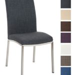 CLP Design Edelstahl Esszimmer-Stuhl GRENOBLE mit Stoffsitz, Sitzhöhe 48 cm Dunkelgrau