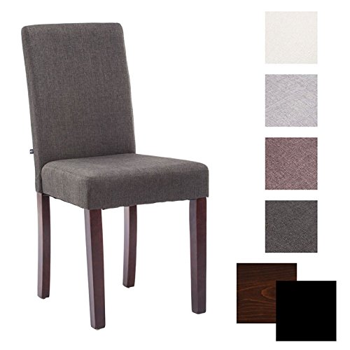 CLP Esszimmer-Stuhl INA, Holzgestell, Stoff-Bezug, Sitzhöhe 47 cm - FARBWAHL Bezug Farbe grau, Holzfarbe cappuccino