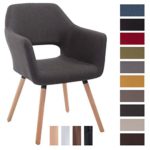 CLP Besucherstuhl AUCKLAND mit Stoffbezug und Armlehne | Esszimmerstuhl mit gepolsterter Sitzfläche und Holzestell | Konferenzstuhl mit Bodenschonern | Max. Belastbarkeit 160 kg Dunkelgrau, Gestellfarbe: Natura CLP Besucherstuhl AUCKLAND mit Stoffbezug und Armlehne | Esszimmerstuhl mit gepolsterter Sitzfläche und Holzestell | Konferenzstuhl mit Bodenschonern | Max. Belastbarkeit 160 kg Dunkelgrau, Gestellfarbe: Natura