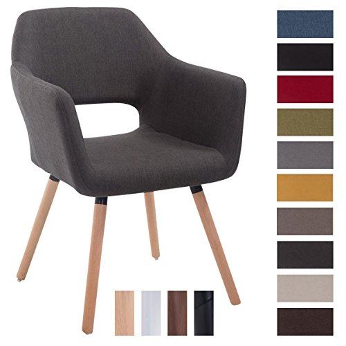 CLP Besucherstuhl AUCKLAND mit Stoffbezug und Armlehne | Esszimmerstuhl mit gepolsterter Sitzfläche und Holzestell | Konferenzstuhl mit Bodenschonern | Max. Belastbarkeit 160 kg Dunkelgrau, Gestellfarbe: Natura CLP Besucherstuhl AUCKLAND mit Stoffbezug und Armlehne | Esszimmerstuhl mit gepolsterter Sitzfläche und Holzestell | Konferenzstuhl mit Bodenschonern | Max. Belastbarkeit 160 kg Dunkelgrau, Gestellfarbe: Natura