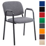 CLP Besucher-Stuhl KEN PRO mit gepolsterter Armlehne, Stoff-Bezug, Warteraumstuhl, Konferenzstuhl, Messestuhl, stabiles Stahl-Gestell, max. Belastbarkeit 120 kg, Grau