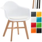 CLP Besucherstuhl CALGARY, Kunststoff-Sitz-Schale mit Kunstleder-Bezug, Buchenholz-Gestell, Weiß, Gestellfarbe: Natura