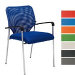 CLP Konferenzstuhl CUBA mit Stoffbezug und hochwertigem Sitzpolster | Besucherstuhl mit Armlehne und Metallgestell Blau CLP Konferenzstuhl CUBA mit Stoffbezug und hochwertigem Sitzpolster | Besucherstuhl mit Armlehne und Metallgestell Blau
