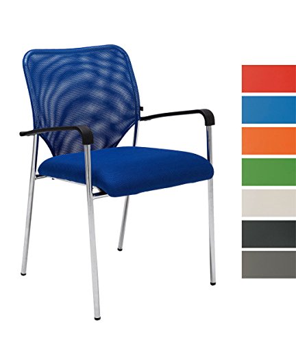 CLP Konferenzstuhl CUBA mit Stoffbezug und hochwertigem Sitzpolster | Besucherstuhl mit Armlehne und Metallgestell Blau CLP Konferenzstuhl CUBA mit Stoffbezug und hochwertigem Sitzpolster | Besucherstuhl mit Armlehne und Metallgestell Blau
