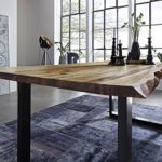 SAM® Esszimmertisch 160x85 cm Ida, echte Baumkante, massiver Esstisch aus Akazienholz, Metallbeine schwarz, Baumkantentisch