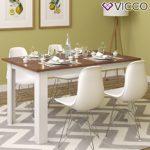 VICCO Esstisch KARLOS 140cm Weiß Nussbaum Esszimmertisch Wohnzimmer Küchentisch +++ mit kratzfester robuster Melaminharz-Oberfläche +++