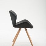 CLP Design Retro-Stuhl TYLER, Bein-Form rund, Kunstleder-Sitz gepolstert, Buchenholz-Gestell, Schwarz, Gestellfarbe: Natura