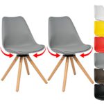 WOLTU BH57gr-2 2 x Esszimmerstühle 2er Set Esszimmerstühle Design Stuhl Küchenstuhl 360° frei drehbar Holz Neu Design Grau