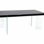 Cavadore Tisch Nova / Moderner Esstisch in Hochglanz Schwarz mit Glasfüßen / Resistent gegen Schmutz / 190 x 95 x 75 cm (L x B x H)