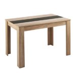 Cavadore Tisch Nico / Moderner Esstisch mit Melaminplatte in Schwarz-Weiß / Melamin Sonoma Eiche / Hellbraun / 160 x 90 x 75 cm (L x B x H)