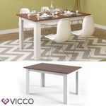VICCO Esstisch KARLOS 140cm Weiß Nussbaum Esszimmertisch Wohnzimmer Küchentisch +++ mit kratzfester robuster Melaminharz-Oberfläche +++