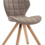 CLP Design Retro-Stuhl ALYSSA, Bein-Form square, Stoff-Sitz gepolstert, Lounge-Sessel, Buchenholz-Gestell, Taupe, Gestellfarbe: Natura