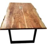 SAM® Esszimmertisch 160x85 cm Ida, echte Baumkante, massiver Esstisch aus Akazienholz, Metallbeine schwarz, Baumkantentisch